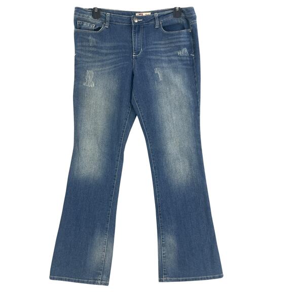 LEI Jeans Juniors 17 Long Felicia Low Rise Bootcut Embroidered Distressed Faded - Picture 13 of 13